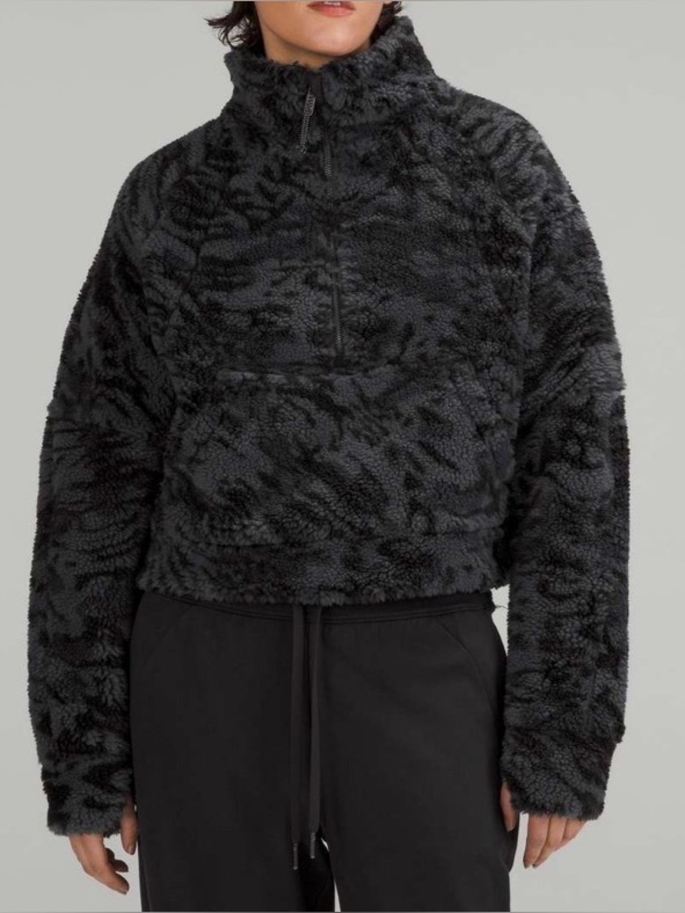 Lululemon Scuba Oversized Fleece Funnel Neck ~ XS/S ~ Camo Jacquard Dark Carbon